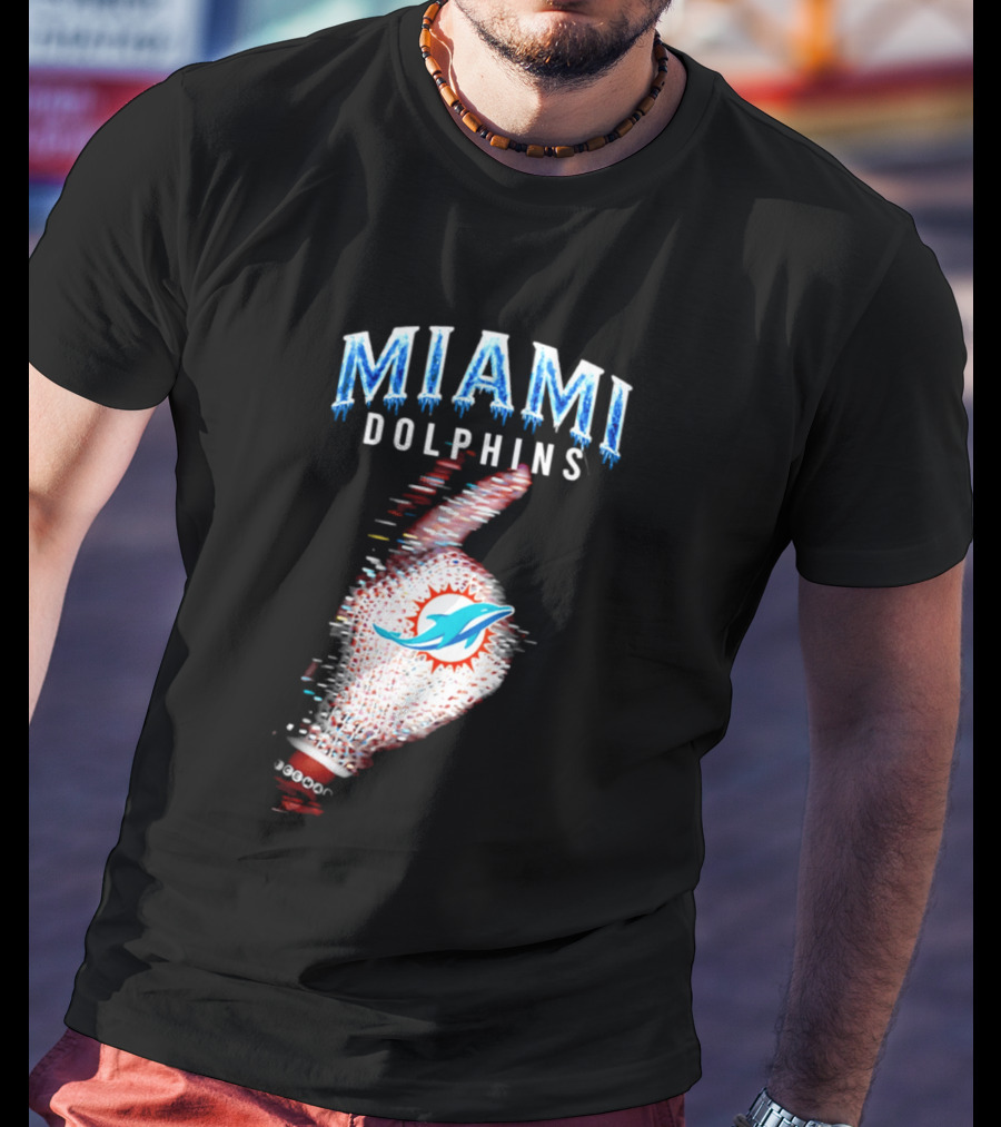 Miami Dolphins Iceman 2026 Glitch Effect Fan Gear T-Shirt