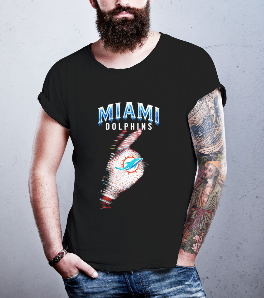 Miami Dolphins Iceman 2026 Glitch Effect Fan Gear T-Shirt