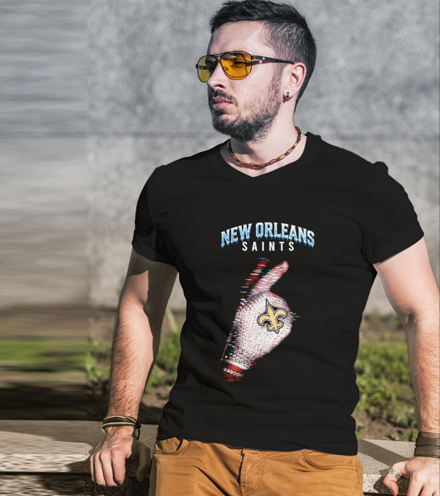 New Orleans Saints 2026 Iceman Glitch Effect Fleur De Lis T-Shirt