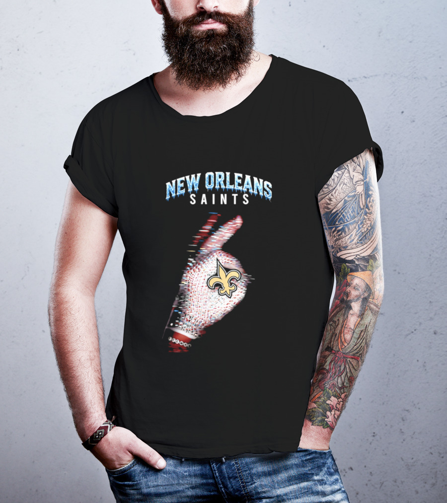 New Orleans Saints 2026 Iceman Glitch Effect Fleur De Lis T-Shirt