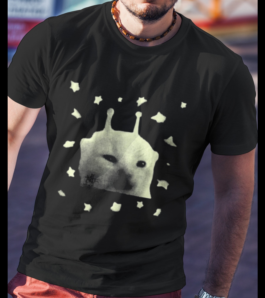 Y2K Alien Cat Meme With Stars T-Shirt