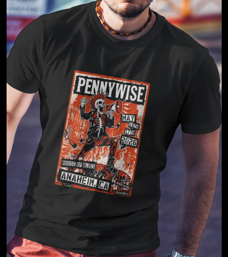 Pennywise House Of Blues Anaheim CA May 16 17 2026 GarageLand T-Shirt