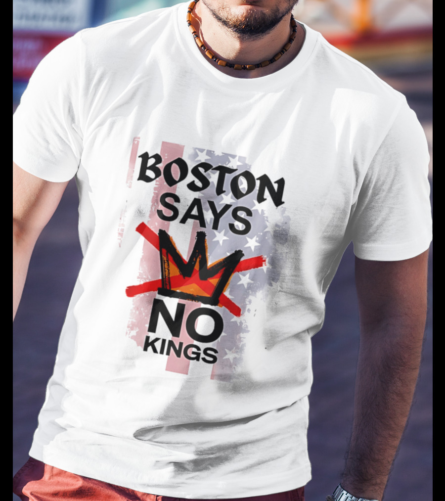 Boston Says No Kings Crown Symbol Stars T-Shirt