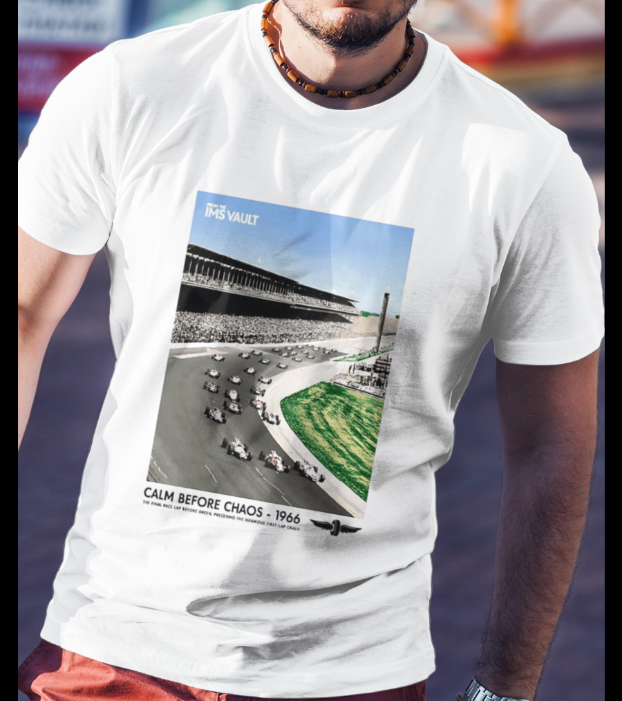 From The IMS Vault Calm Before Chaos 1966 Indianapolis Motor Speedway Racing Scene T-Shirt
