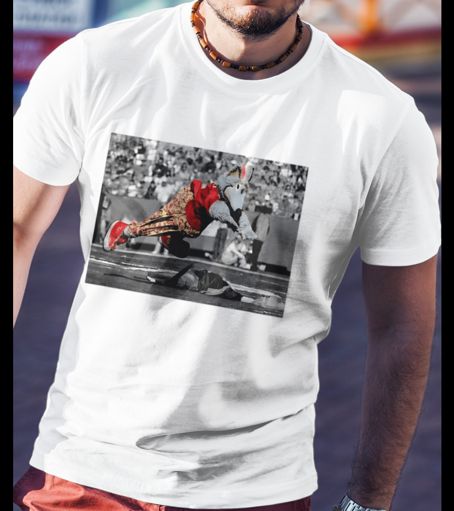 Cyrus Allen K.C. Wolf Flying Leap Football Mascot Action T-Shirt