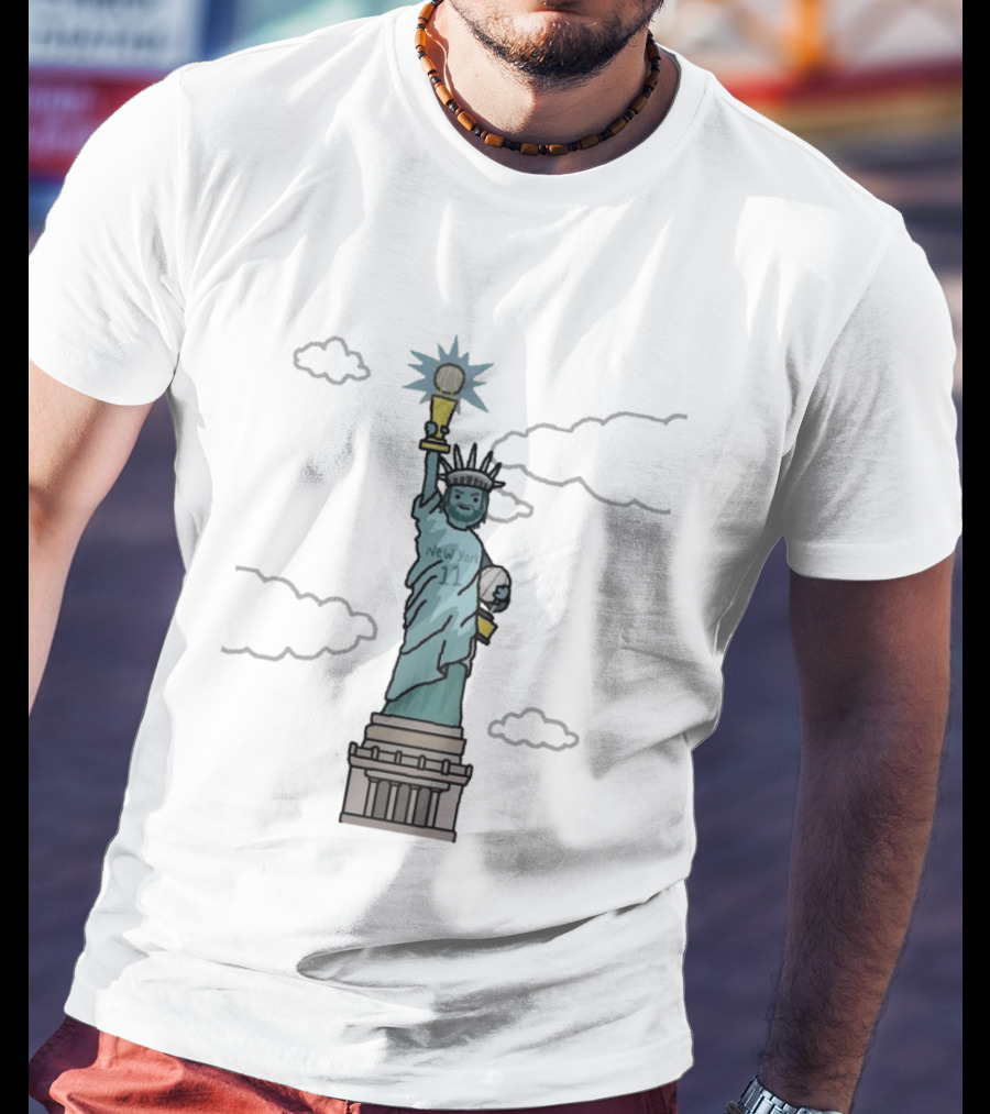 Jalen Brunson Liberty MVP New York 11 Statue Holding Basketball Trophy T-Shirt