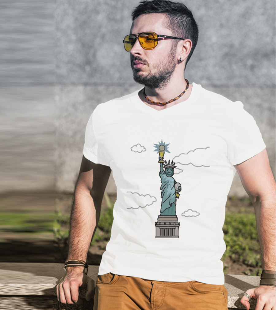 Jalen Brunson Liberty MVP New York 11 Statue Holding Basketball Trophy T-Shirt