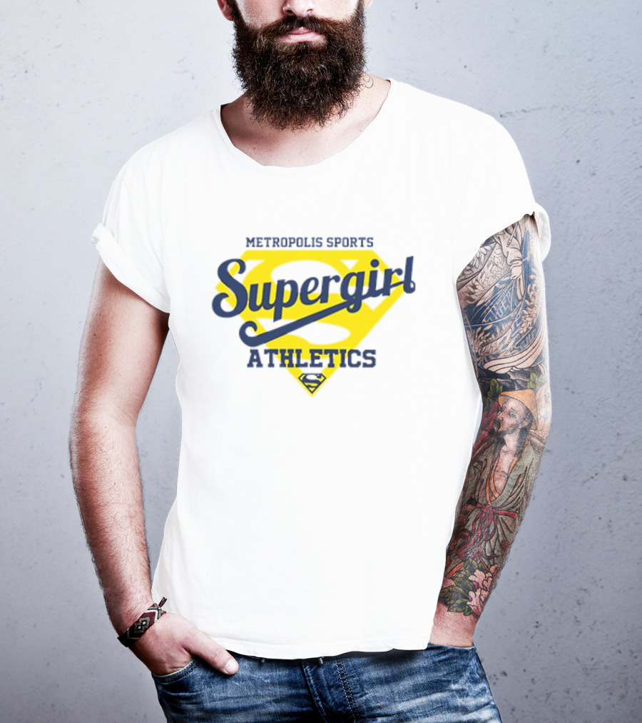 Supergirl Athletics Metropolis Sports Iconic Yellow Shield T-Shirt