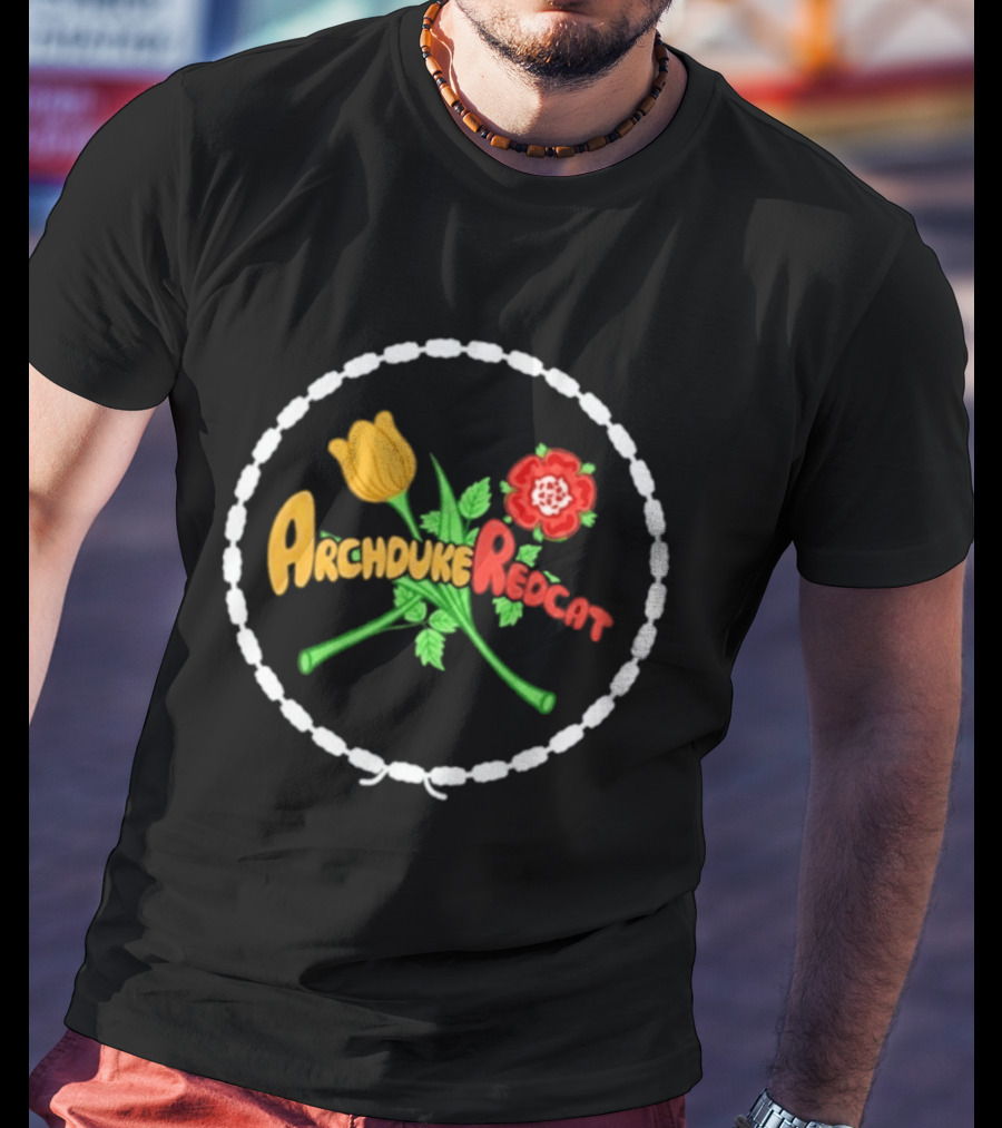 Archduke Redcat Yellow Tulip Red Rose T-Shirt