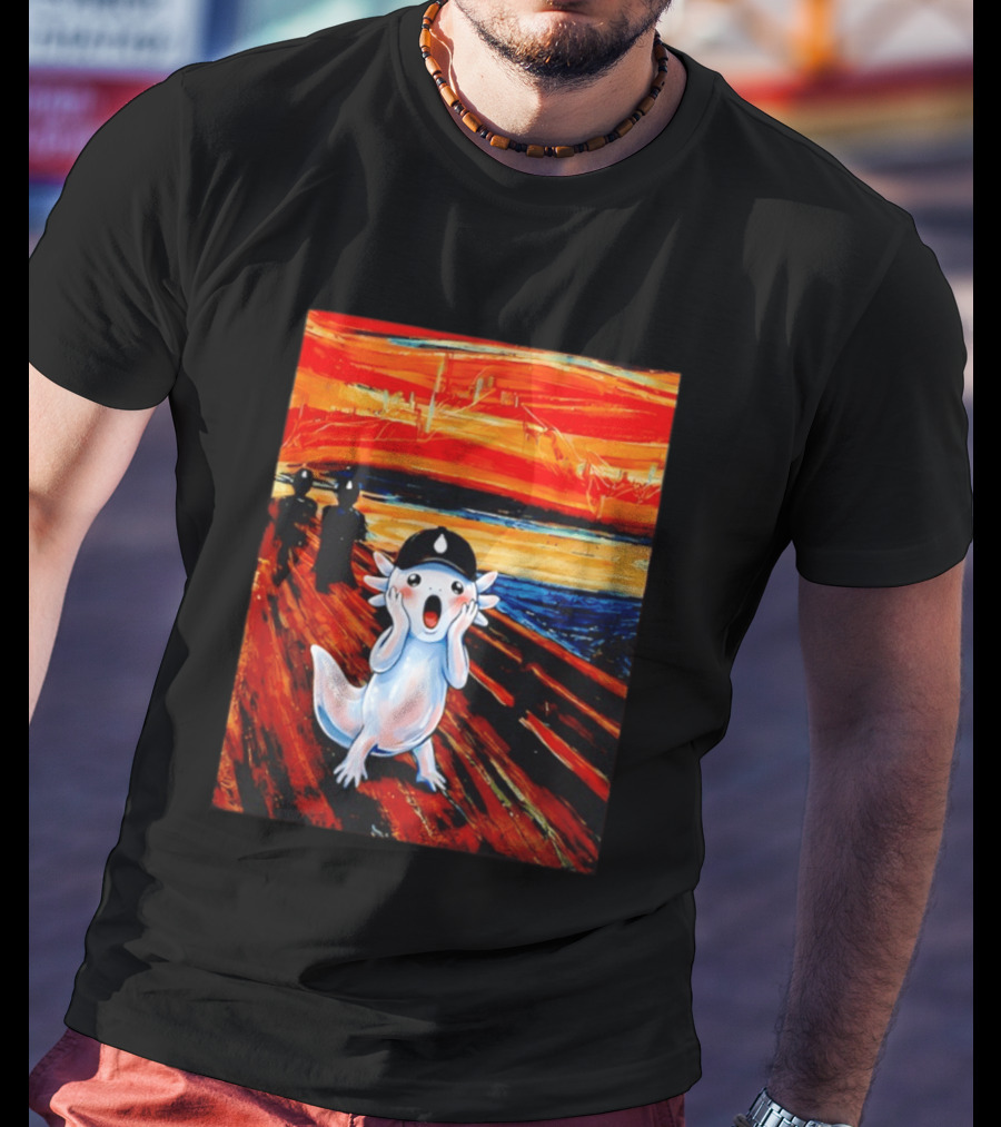 Axolotl Liquid The Scream Parody Painting Munch T-Shirt
