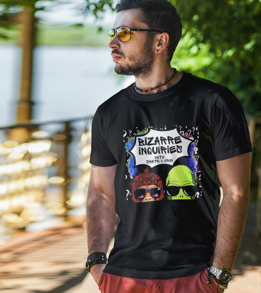 Bizarre Inquiries With Shayn And Orin Bigfoot Alien Question Marks T-Shirt