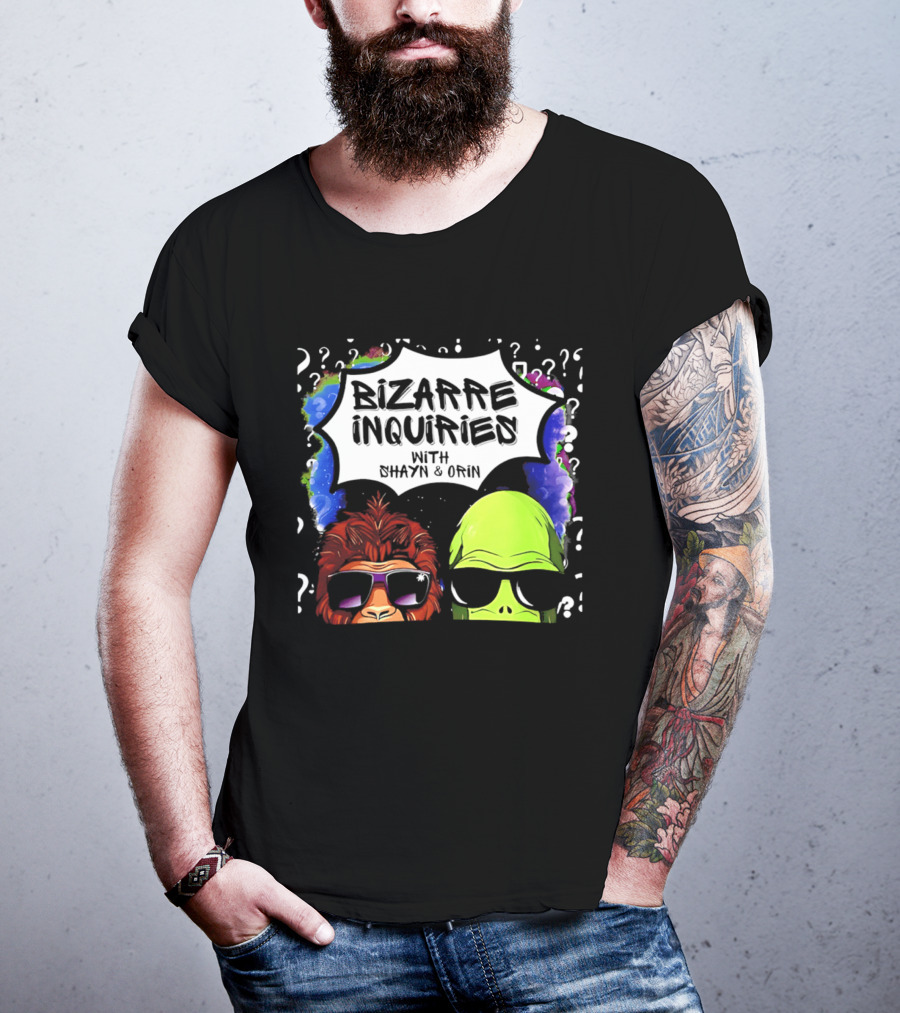 Bizarre Inquiries With Shayn And Orin Bigfoot Alien Question Marks T-Shirt