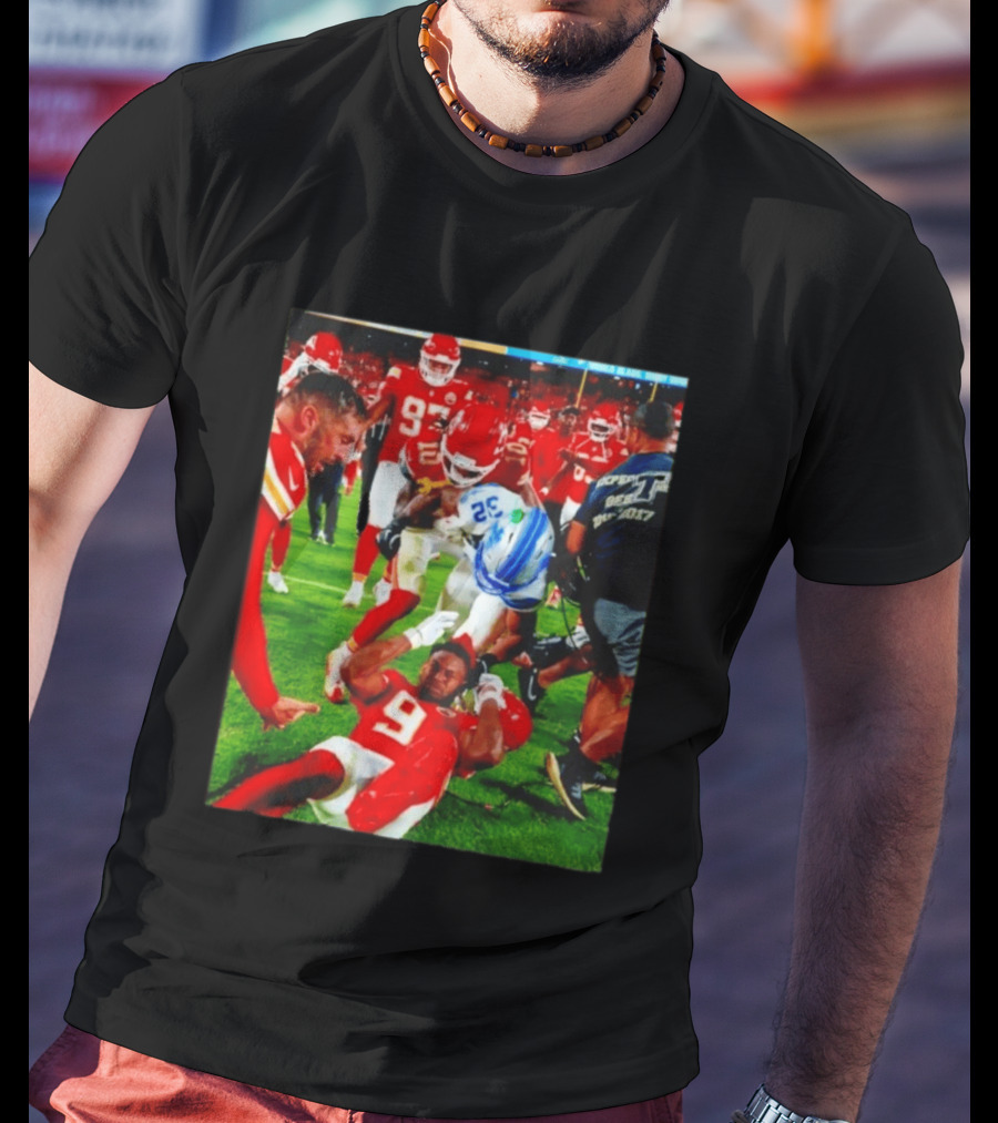Brian Branch Collision JuJu Smith Schuster Lions Chiefs Football Action T-Shirt