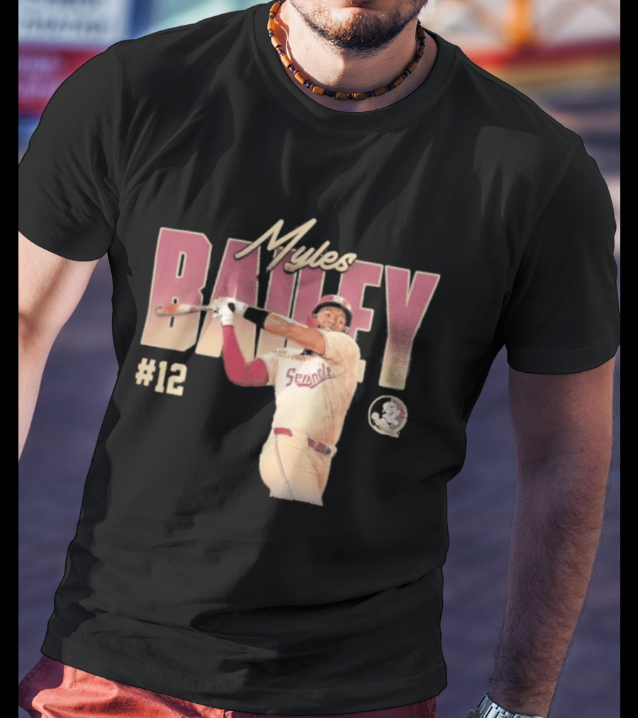 Myles Bailey FSU Seminoles NCAA Baseball #12 Player Collage T-Shirt