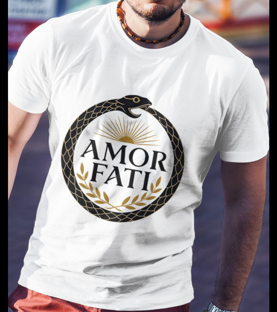 Amor Fati Ouroboros Snake Sun Rays Laurel Wreath T-Shirt