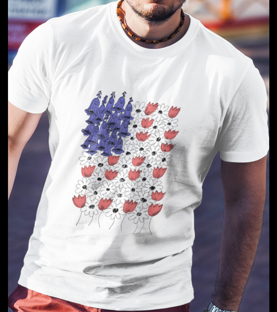 Fourth Of July Foxglove Daisy Tulip Subtle F Trump USA 250 Birthday T-Shirt