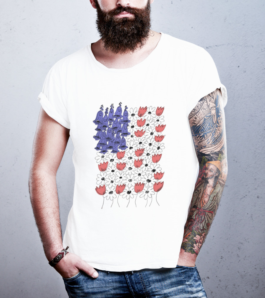 Fourth Of July Foxglove Daisy Tulip Subtle F Trump USA 250 Birthday T-Shirt