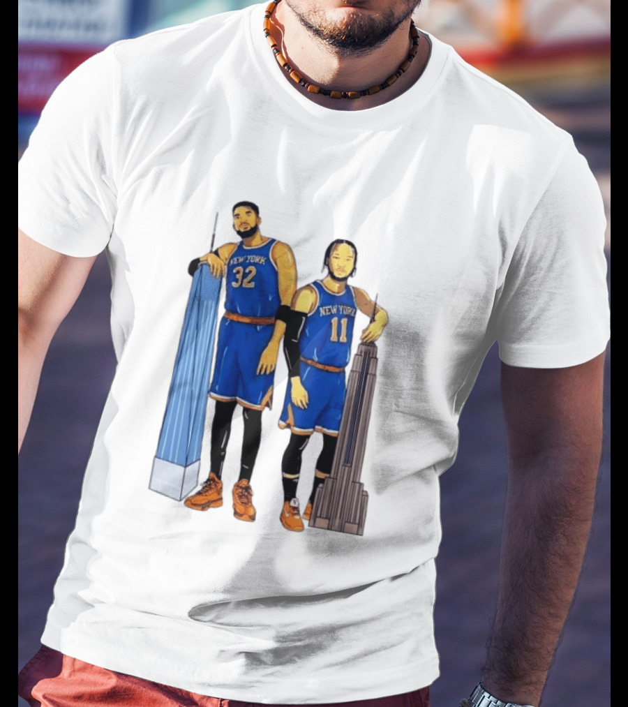 New York Knicks Jalen Brunson Karl Anthony Towns Skyline T-Shirt