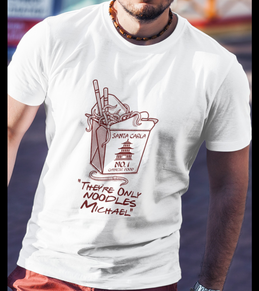 Santa Carla No 1 Chinese Food They're Only Noodles Michael Pagoda Box T-Shirt