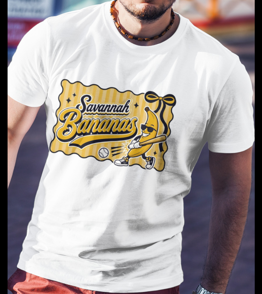Savannah Bananas Baseball Team Cartoon Character Batting Savannah Georgia 2026 T-Shirt