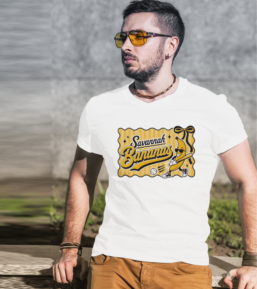 Savannah Bananas Baseball Team Cartoon Character Batting Savannah Georgia 2026 T-Shirt