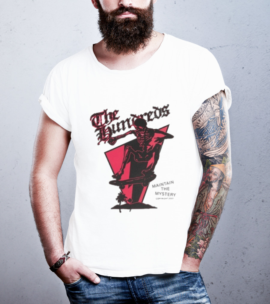 The Hundreds Skeleton Skateboard Maintain The Mystery Skull Mountain 2023 T-Shirt