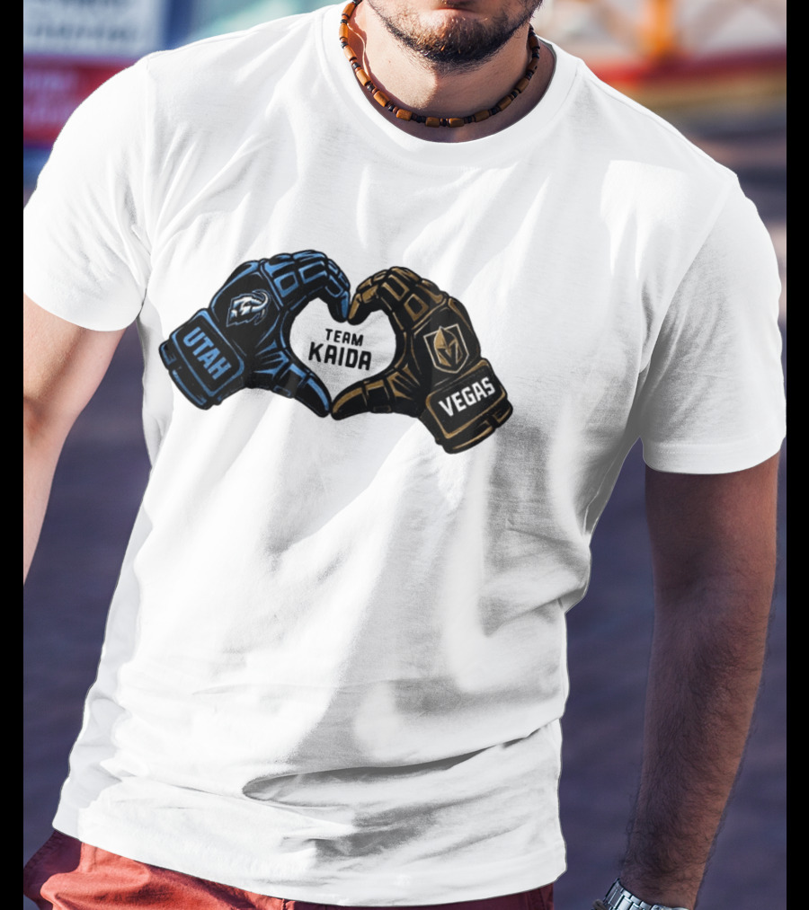 Utah Mammoth Vegas Golden Knights Team Kaida Heart Hands T-Shirt