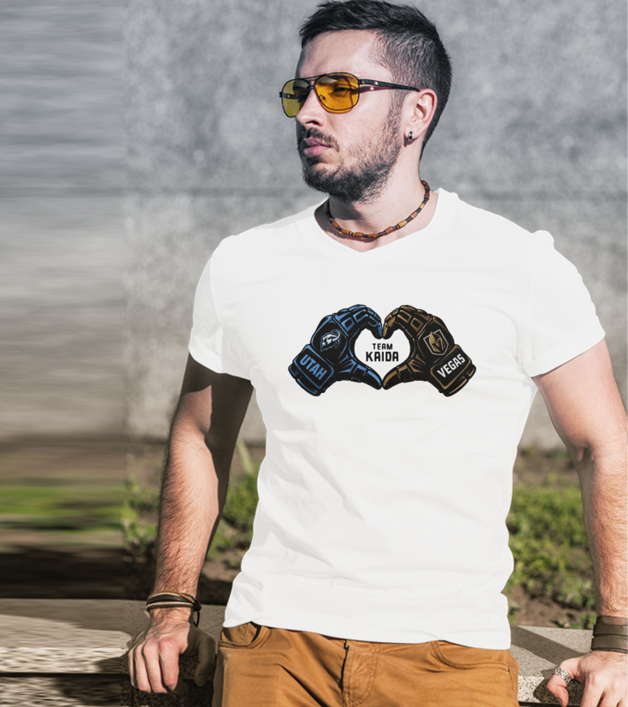 Utah Mammoth Vegas Golden Knights Team Kaida Heart Hands T-Shirt