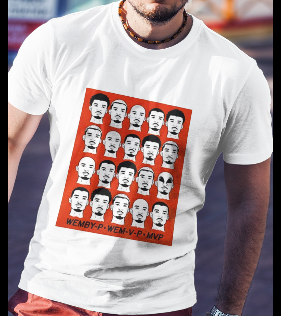 Victor Wembanyama Wemby P Wem V P MVP San Antonio Spurs Basketball Faces T-Shirt