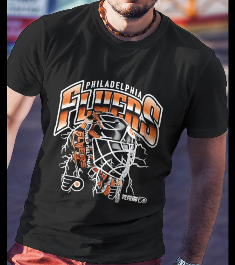 Philadelphia Flyers Crease Lightning Hockey Mask T-Shirt