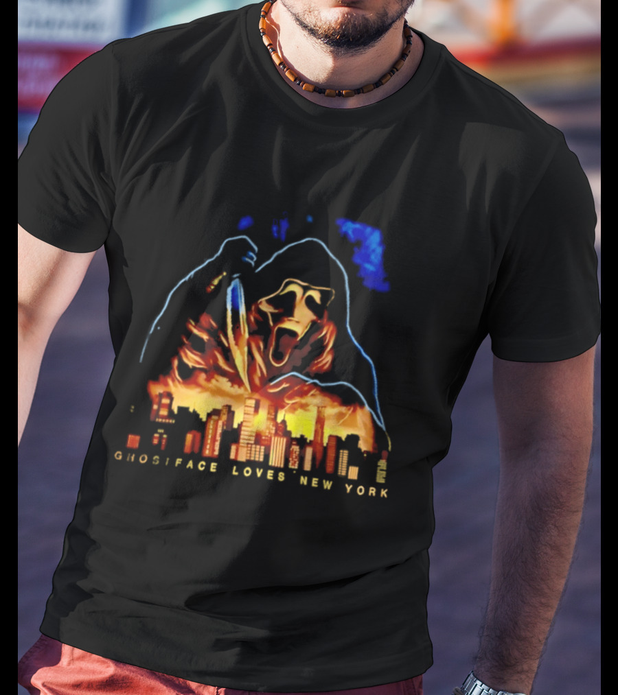 Ghostface Loves New York City Skyline Scream Urban Horror T-Shirt