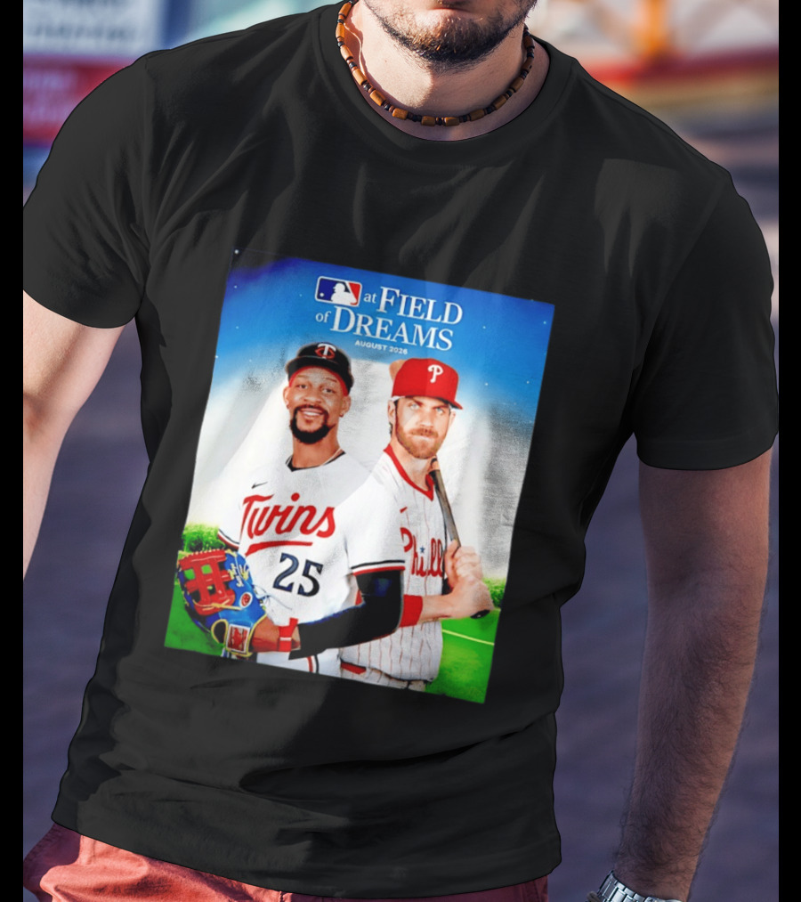 Twins Buxton Vs Phillies Harper MLB At Field Of Dreams August 2026 T-Shirt