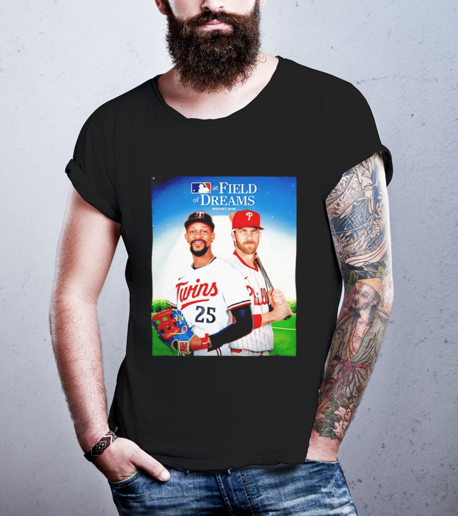 Twins Buxton Vs Phillies Harper MLB At Field Of Dreams August 2026 T-Shirt
