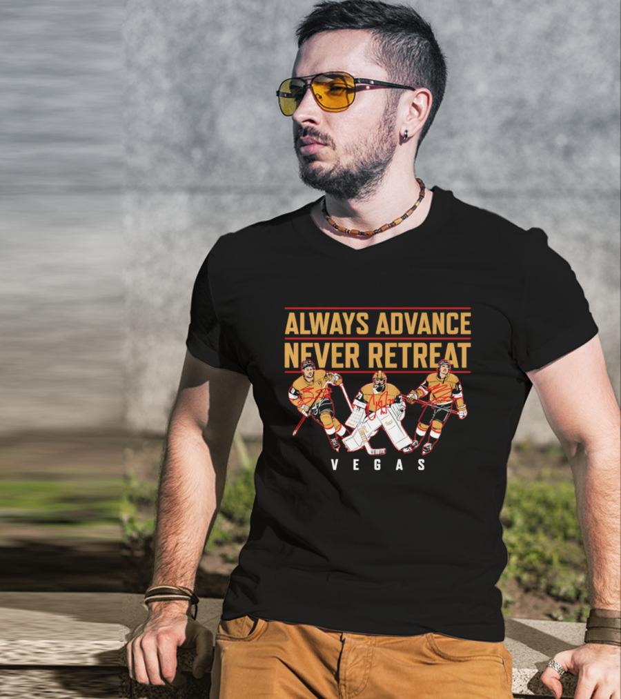 Vegas Hockey Always Advance Never Retreat Energetic Ice Skating Team Spirit T-Shirt