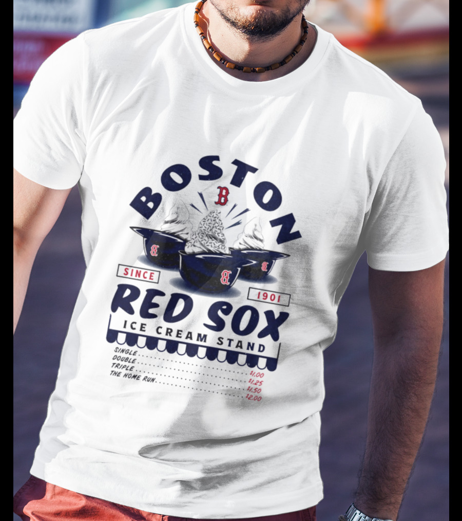 Boston Red Sox Ice Cream Stand Since 1901 Single Double Triple Home Run T-Shirt