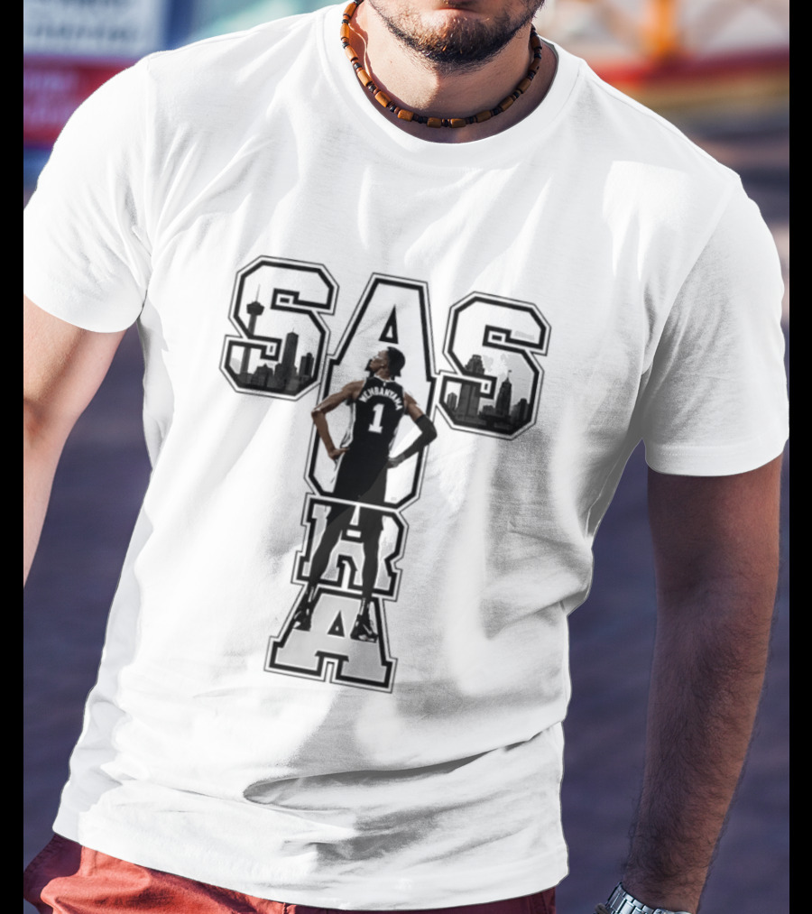 San Antonio SAS Aura Victor Wembanyama Basketball Skyline T-Shirt