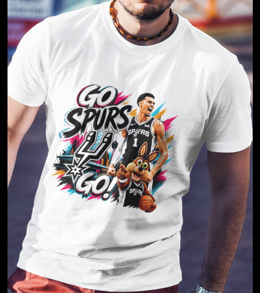 Go Spurs Go San Antonio Spurs Victor Wembanyama City Skyline T-Shirt