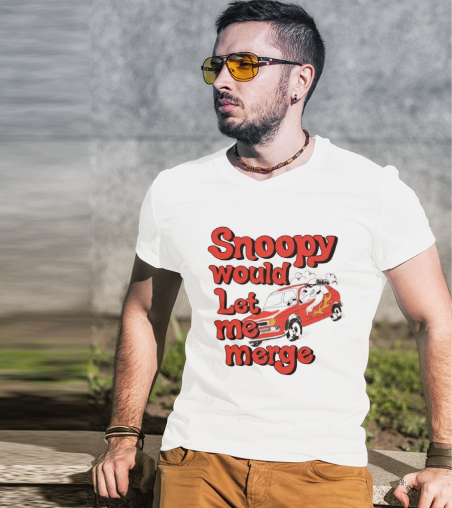 Snoopy Would Let Me Merge Car Flames T-Shirt