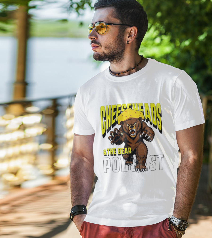 Cheeseheads And The Bear Podcast Bold Cheese Hat Grizzly T-Shirt