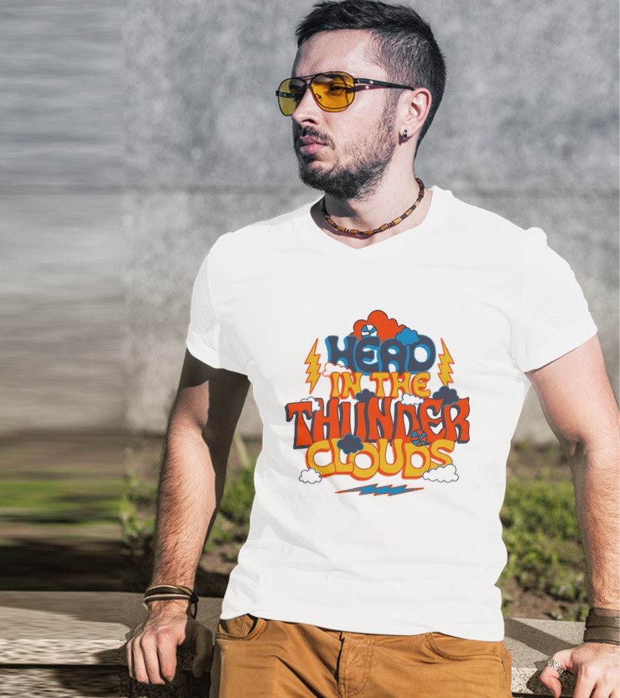 Head In The Thunder Clouds Basketball Lightning Thunderstorms T-Shirt