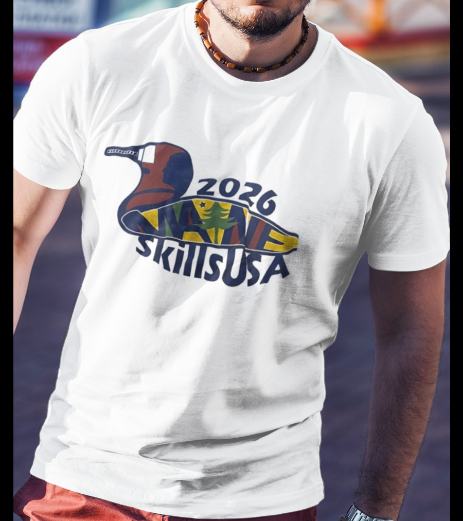 Maine 2026 SkillsUSA Loon Silhouette With State Flag T-Shirt