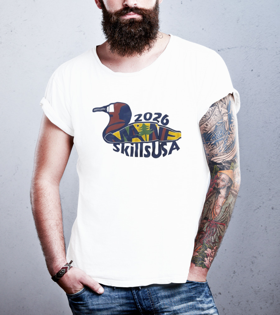 Maine 2026 SkillsUSA Loon Silhouette With State Flag T-Shirt