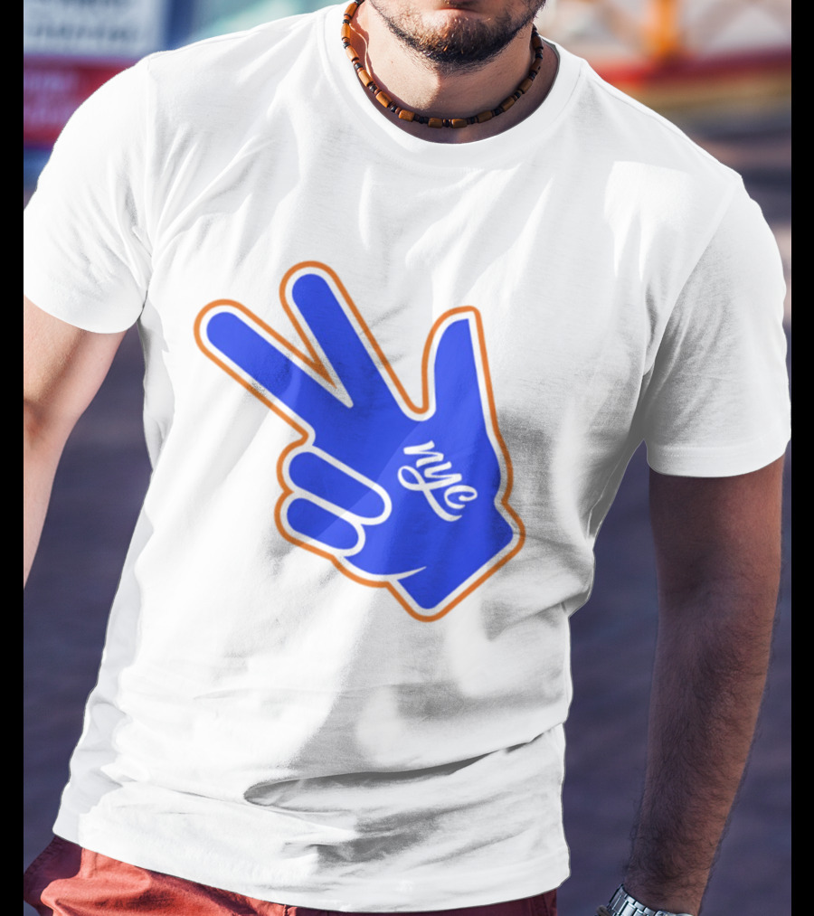 New York Knicks NYC Basketball Peace Sign Three Pointer T-Shirt