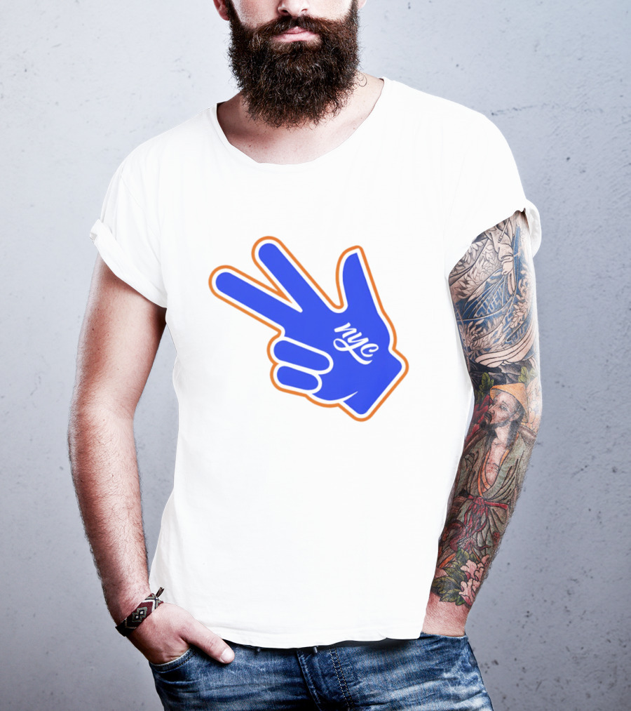 New York Knicks NYC Basketball Peace Sign Three Pointer T-Shirt