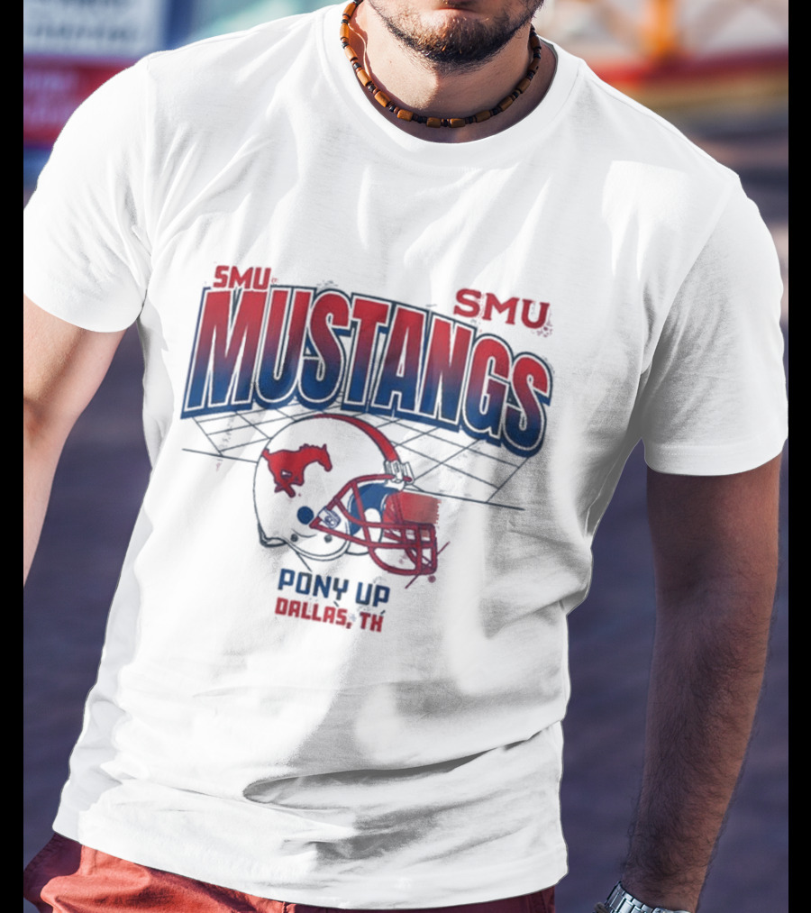 SMU Mustangs Pony Up Dallas Texas Football Helmet T-Shirt