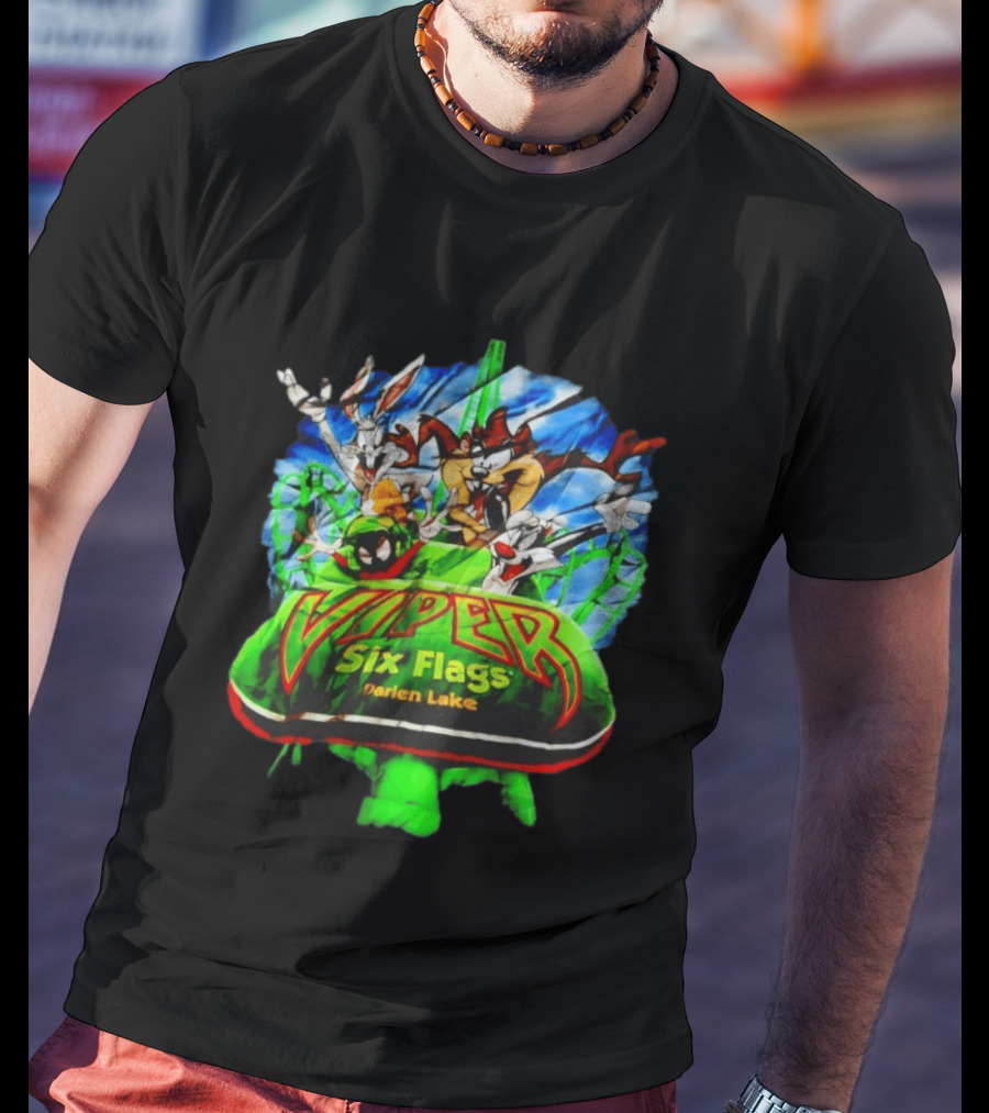 Viper Six Flags Darien Lake Looney Tunes Bugs Bunny Taz Sylvester T-Shirt