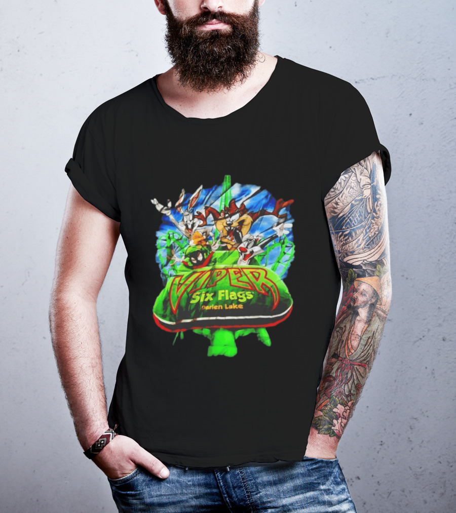 Viper Six Flags Darien Lake Looney Tunes Bugs Bunny Taz Sylvester T-Shirt