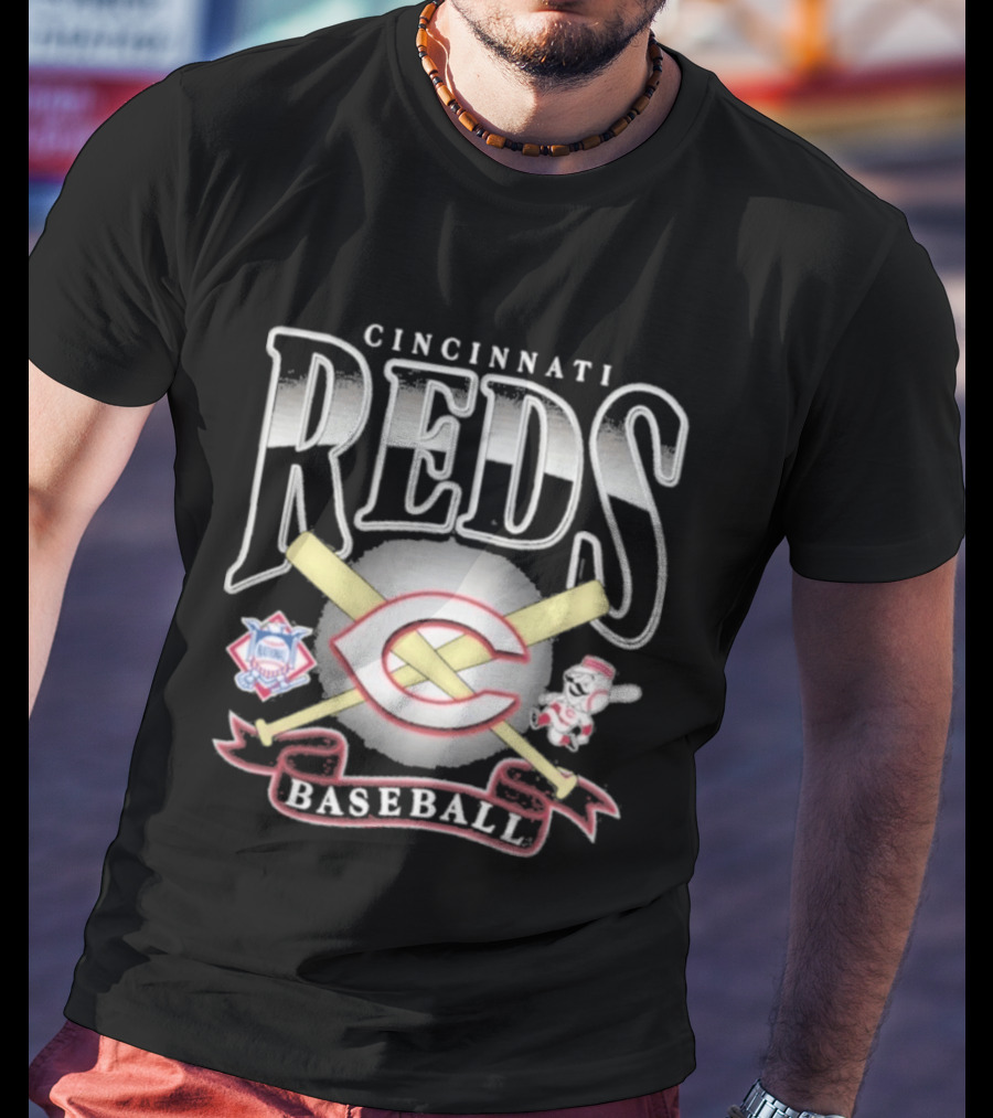 Cincinnati Reds Baseball Crossed Bats Mascot Chrometown Collection T-Shirt