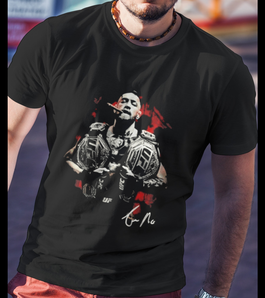 Conor McGregor Cigar UFC Champion Double Belt Signature T-Shirt