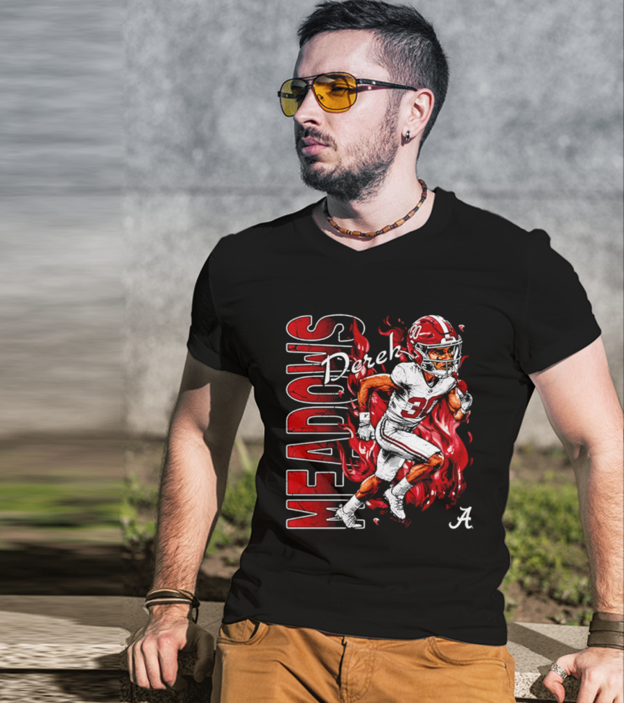 Derek Meadows Alabama Football NCAA Caricature Crimson Tide Player No. 30 T-Shirt
